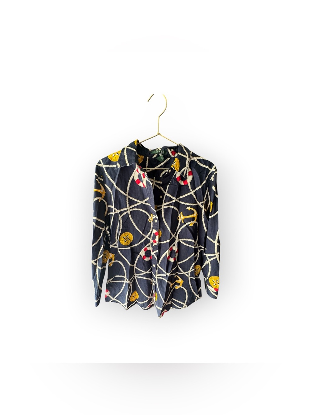 Ralph Lauren Navy Nautical Print Button-Up Shirt